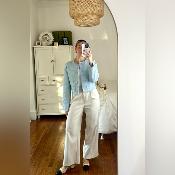 NWT H&M bouclet jacket light blue medium - Picture 2 of 10